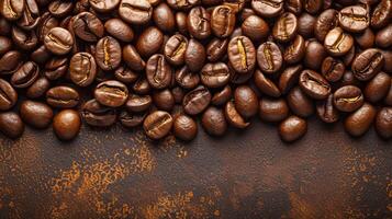 AI generated Coffee beans and black background,copy spec photo