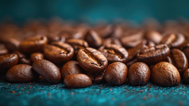 AI generated Coffee beans and black background,copy spec photo