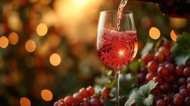 AI generated Red wine on the background, fresh ripe grapes photo