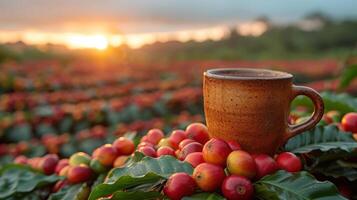 ai generado café taza recién asado café granja antecedentes. foto