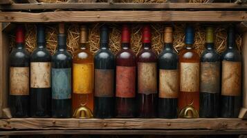 AI generated Old stored wine Stored in the basement photo