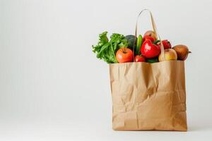 ai generado verduras, hierbas, lechuga, orgánico Produce eco embalaje, reciclable eco bolsa, sostenible compras foto