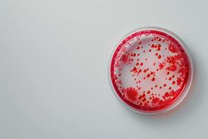 AI generated petri dishes with bacterial colonies culture on agar plates in laboratory photo