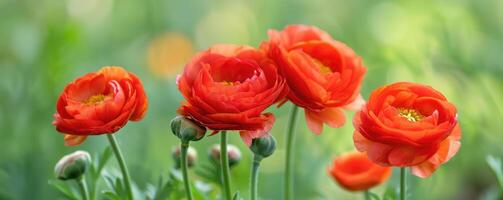 AI generated close up ranunculus flowers background photo