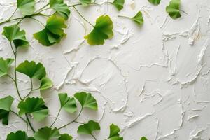 AI generated Maidenhair or ginkgo biloba leaves. Healing plant in traditional Chinese medicine photo