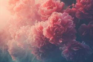 AI generated close up peony flowers background photo
