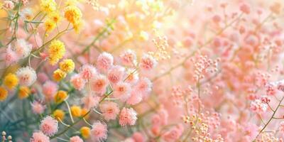 AI generated close up mimosa flowers background photo