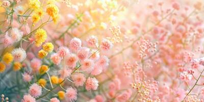 AI generated close up mimosa flowers background photo