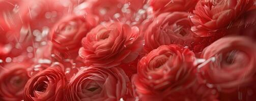 AI generated close up ranunculus flowers background photo