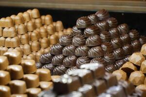 dark chocolate candy displaying at shop photo