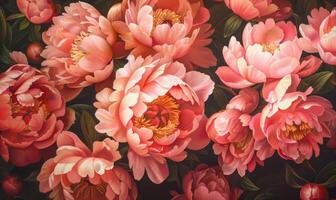 AI generated close up peony flowers background photo