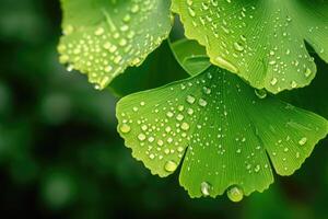 AI generated Maidenhair or ginkgo biloba leaves. Healing plant in traditional Chinese medicine photo