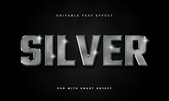 Silver text effect psd