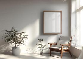 ai generado minimalista habitación presentando un vacío marco, serenidad en sencillez. foto