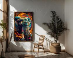 ai generado interior habitación brillante y aireado con un imagen marco, un trabajo de Arte foto