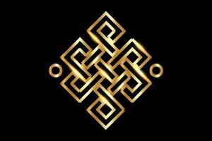 The endless knot or eternal knot. Gold Samsara icon. Guts of Buddha, The bowels of Buddha. Happiness node, symbol of inseparability and dependent origination of existence and all phenomena in Universe vector