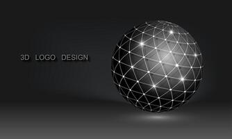 3d global conexión. creativo y moderno logo adecuado para negocios relacionado a digital o tecnológico medios de comunicación. alta tecnología electrónica y computadora relacionado concepto. vector geométrico esfera aislado