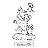 Cute coloring book design for coloring page, vector file