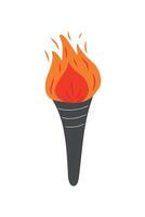 Burning Torch. Vector isolated illustration on white background. Symbol of relay race, victory in competition, champion or winner.