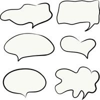 A set of cute vector illustrations featuring speech bubbles in handwritten style for notes.