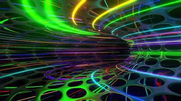 Multicolor Sci-Fi Neon Ring Movement Background VJ Loop video