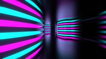 Cyan and Pink Neon Curved Walls Tunnel Background VJ Loop video