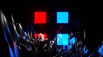 Red and Blue Neon Squares by Mountains Background VJ Loop video