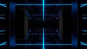 Yellow and Cyan Neon Tunnel of Endless Mirrors Background VJ Loop video