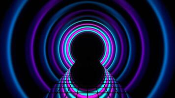 Cyan and Pink Futuristic Cylindrical Tunnel Background VJ Loop video