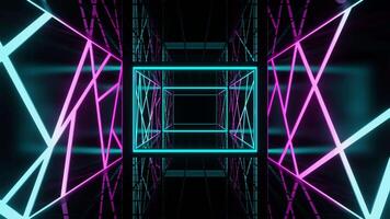 Cyan and Pink Cyberpunk Movement on Elevator Background VJ Loop video