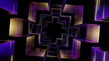 Purple and Yellow Futuristic Dark Neon Tunnel Background VJ Loop video