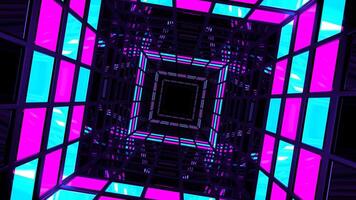 Cyan and Pink Screen Square Light Tunnel Background VJ Loop video