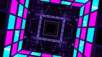 Cyan and Pink Screen Square Light Tunnel Background VJ Loop video