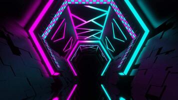 Cyan and Punk Futuristic Sci-Fi Corridor Background VJ Loop video