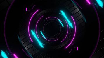 Cyan and Pink Neon Cylindrical Mirror Tunnel Background VJ Loop video