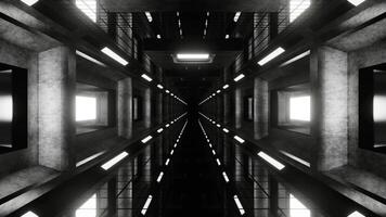 Black and White Dark Spaceship Corridor Background VJ Loop video