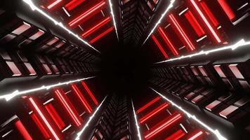 White and Red Neon Glow Mirrored Squares Tunnel Background VJ Loop video