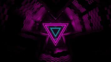 Cyan and Pink Triangle Neon Tunnel Background VJ Loop video