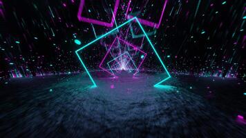 Cyan and Pink Neon Glowing Mirrored Cave Background VJ Loop video