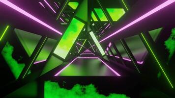 Lime and Pink Glowing Screen Triangular Tunel Background VJ Loop video