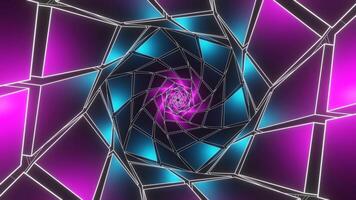 Cyan and Pink Hexagonal of Squares Tunnel Background VJ Loop video