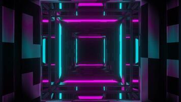 cyan och rosa neon spegel korridor bakgrund vj slinga video