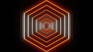 White and Orange Neon Hexagons in Noise Background VJ Loop video