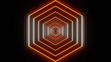 White and Orange Neon Hexagons in Noise Background VJ Loop video