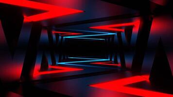 Blue and Red Corridor of Neon Curve Lines Background VJ Loop video
