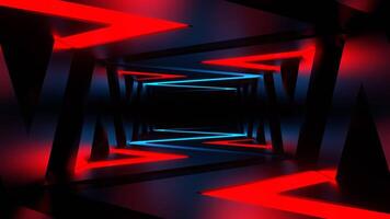 Blue and Red Corridor of Neon Curve Lines Background VJ Loop video