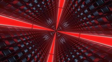 Red and White Changing Neon Light Square Tunnel Background VJ Loop video