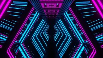 Cyan and Pink Neon Futuristic Mirror Corridor Background VJ Loop video