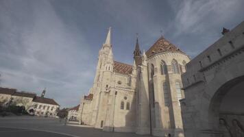 Budapest, Hungary - The Halaszbastya Fishermans Bastion monuments in Buda Castle tourist attractions Neo-Romanesque lookout terraces video