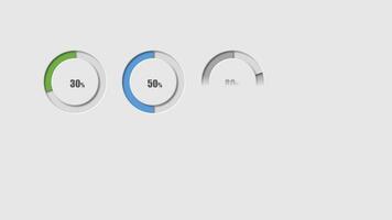 animering färgrik cirkel form 4 steg för design infographic mallar på grå bakgrund. video